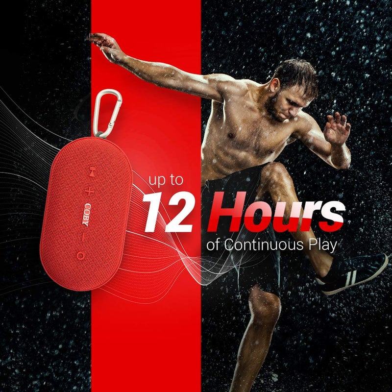 Coby Portable Bluetooth Speaker | IPX-5 Waterproof Wireless 12W Speakers | Loud HD Sound Quality | Rugged Outdoor Speaker for iPhone, Smartphone, Tablet, Laptop & iPad | with Suction Cup & Carabiner - Image 4
